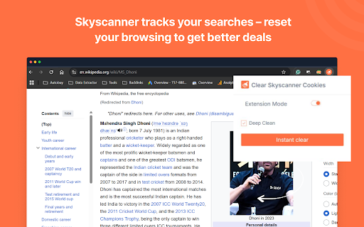 Clear Skyscanner Cookies  from Chrome web store to be run with OffiDocs Chromium online