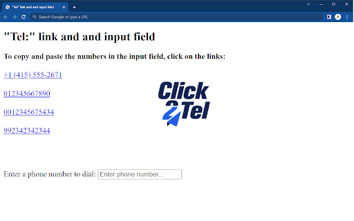 Click2Tel  from Chrome web store to be run with OffiDocs Chromium online