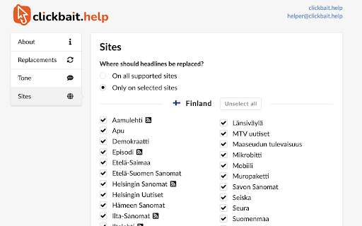 Clickbait.help  from Chrome web store to be run with OffiDocs Chromium online