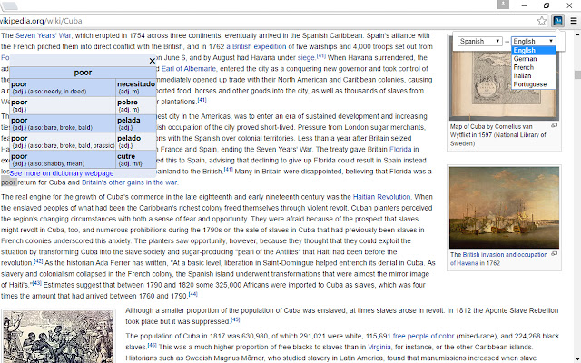 Click dictionary  from Chrome web store to be run with OffiDocs Chromium online