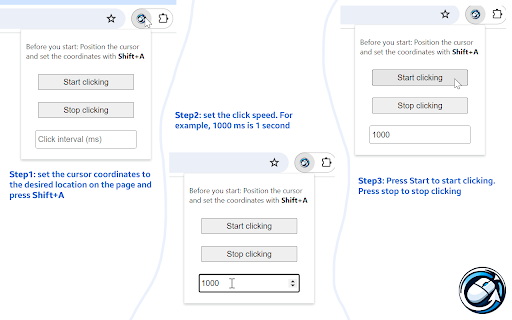 Clicker (Browser Click Simulator)  from Chrome web store to be run with OffiDocs Chromium online