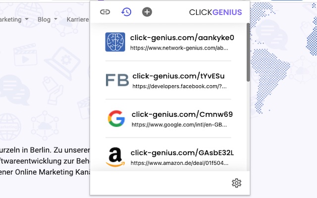 Click Genius | Powerful URL shortener  from Chrome web store to be run with OffiDocs Chromium online