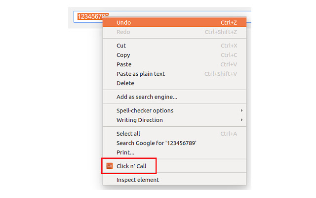 Click n Call  from Chrome web store to be run with OffiDocs Chromium online