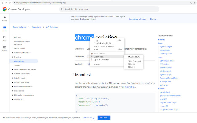 ClicknHash  from Chrome web store to be run with OffiDocs Chromium online