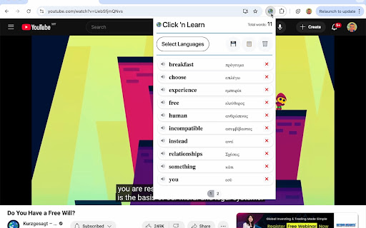 Click n Learn  from Chrome web store to be run with OffiDocs Chromium online