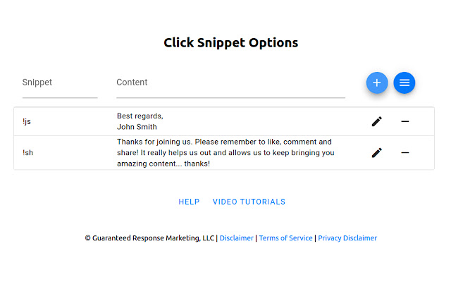 Click Snippet  from Chrome web store to be run with OffiDocs Chromium online