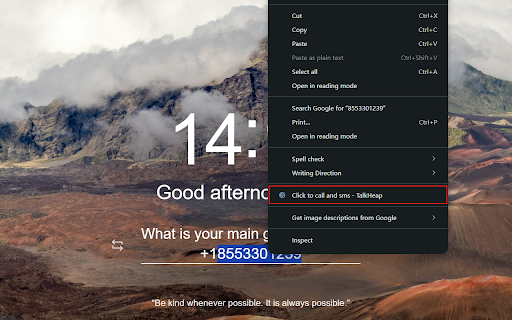 Click to Call and SMS TalkHeap  from Chrome web store to be run with OffiDocs Chromium online
