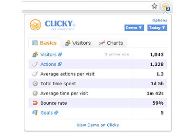 Clicky Monitor  from Chrome web store to be run with OffiDocs Chromium online