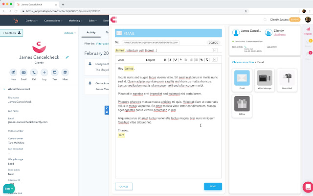 Cliently for HubSpot  from Chrome web store to be run with OffiDocs Chromium online