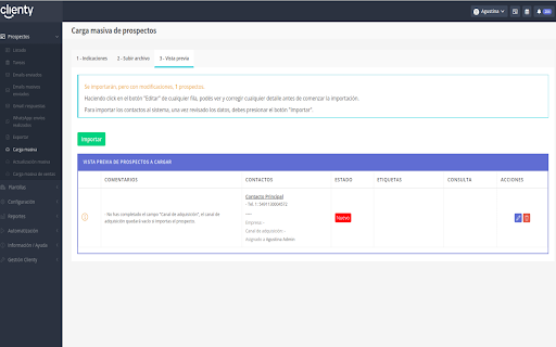 Clienty Wap Importer  from Chrome web store to be run with OffiDocs Chromium online