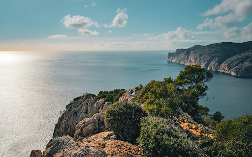 Cliff and sea  from Chrome web store to be run with OffiDocs Chromium online