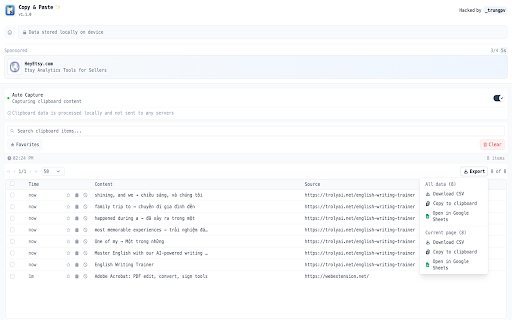 Clipboard History: Copy  Paste ✨  from Chrome web store to be run with OffiDocs Chromium online