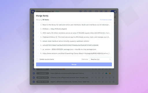 Clipboard History IO: Secure, fast, and elegant clipboard manager  from Chrome web store to be run with OffiDocs Chromium online