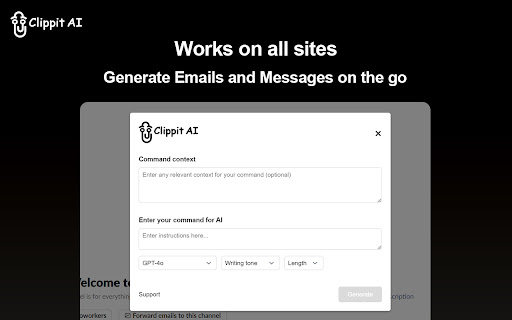 Clippit AI AI Email Writer  from Chrome web store to be run with OffiDocs Chromium online