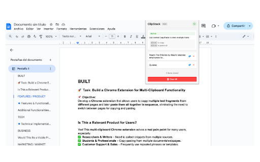 ClipStack  from Chrome web store to be run with OffiDocs Chromium online
