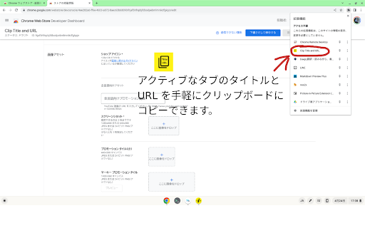 Clip Title and URL  from Chrome web store to be run with OffiDocs Chromium online