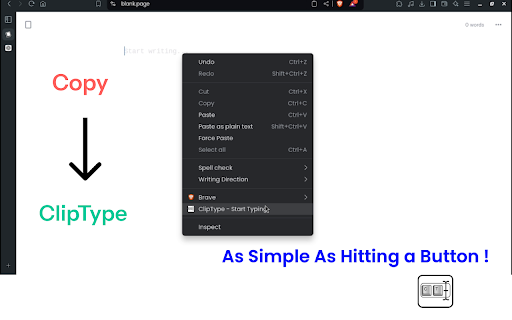 ClipType  from Chrome web store to be run with OffiDocs Chromium online