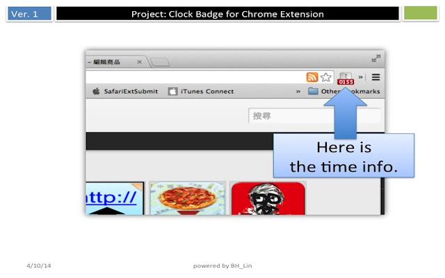 Clock Badge  from Chrome web store to be run with OffiDocs Chromium online