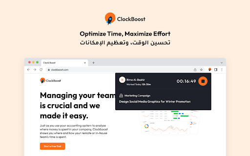 Clockboost Extension  from Chrome web store to be run with OffiDocs Chromium online