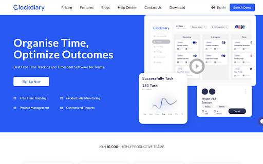 Clockdiary Time Tracker  from Chrome web store to be run with OffiDocs Chromium online