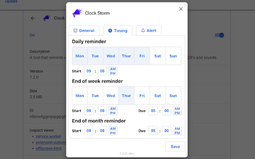 Clock Storm  from Chrome web store to be run with OffiDocs Chromium online