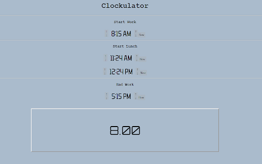 Clockulator from Chrome web store to be run with OffiDocs Chromium online Clockulator from Chrome web store to be run with OffiDocs Chromium online