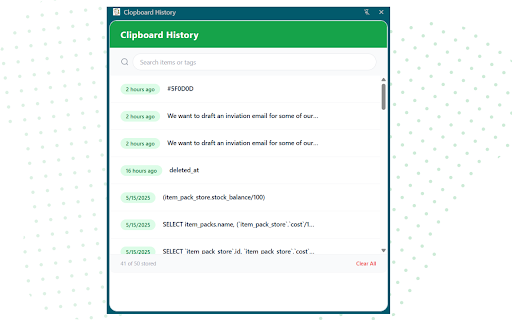 Clopboard History  from Chrome web store to be run with OffiDocs Chromium online
