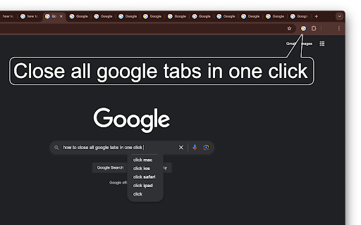 Close All Google Tabs  from Chrome web store to be run with OffiDocs Chromium online