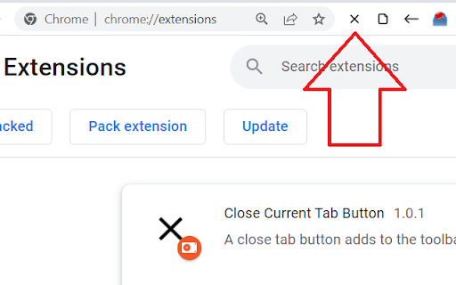 Close Current Tab Button  from Chrome web store to be run with OffiDocs Chromium online