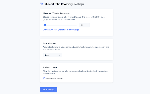 Closed Tabs Recovery  from Chrome web store to be run with OffiDocs Chromium online