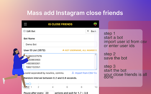 Closefox Mass Add IG Close Friends  from Chrome web store to be run with OffiDocs Chromium online