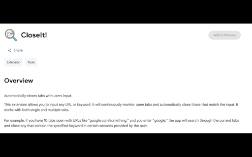 CloseIt!  from Chrome web store to be run with OffiDocs Chromium online