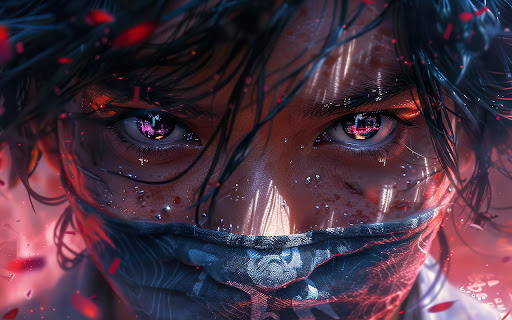 Close up image of a person wearing a mask  from Chrome web store to be run with OffiDocs Chromium online