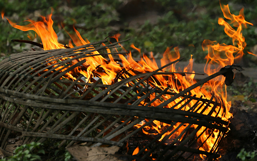 Close up of Burning Wooden Fence  from Chrome web store to be run with OffiDocs Chromium online