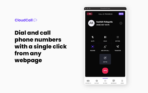 CloudCall  from Chrome web store to be run with OffiDocs Chromium online