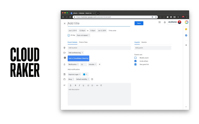 CloudRaker Meetings  from Chrome web store to be run with OffiDocs Chromium online