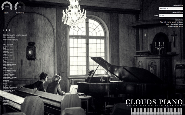 Clouds piano từ cửa hàng Chrome trực tuyến sẽ được chạy với OffiDocs Chromium trực tuyến