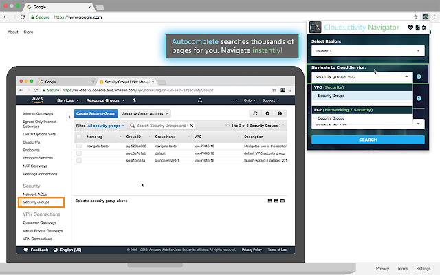 Clouductivity Navigator for AWS  from Chrome web store to be run with OffiDocs Chromium online