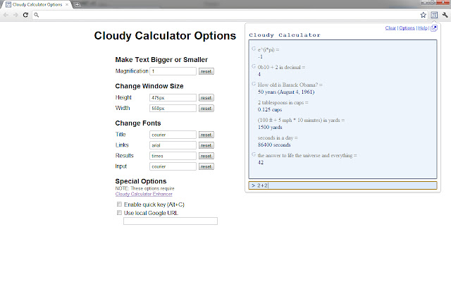 Cloudy Calculator  from Chrome web store to be run with OffiDocs Chromium online