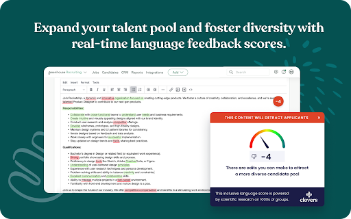 Clovers Inclusive Job Language Optimizer  from Chrome web store to be run with OffiDocs Chromium online