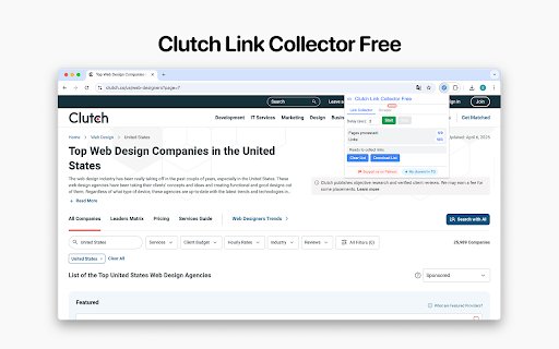 Clutch Link Collector Free  from Chrome web store to be run with OffiDocs Chromium online