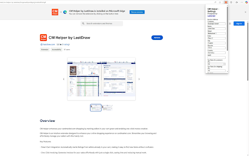 CM Helper by LastDraw  from Chrome web store to be run with OffiDocs Chromium online