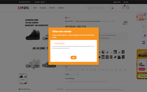 CNFans Warm Reminder Remover  from Chrome web store to be run with OffiDocs Chromium online