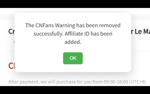 CNFans Warm Warning Reminder Remover  from Chrome web store to be run with OffiDocs Chromium online