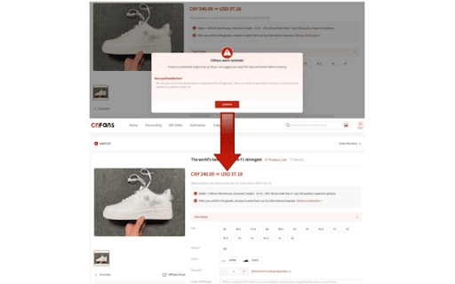 CNFans Warning Remover  from Chrome web store to be run with OffiDocs Chromium online