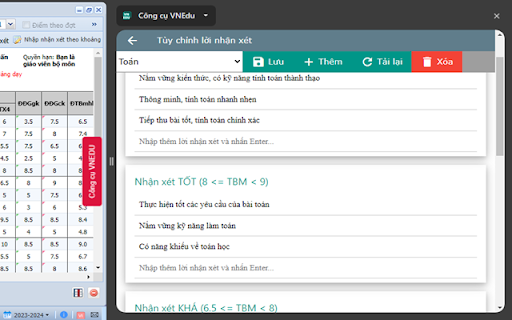 Công cụ VNEdu  from Chrome web store to be run with OffiDocs Chromium online