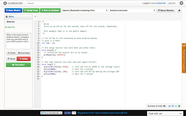 Codebender App  from Chrome web store to be run with OffiDocs Chromium online