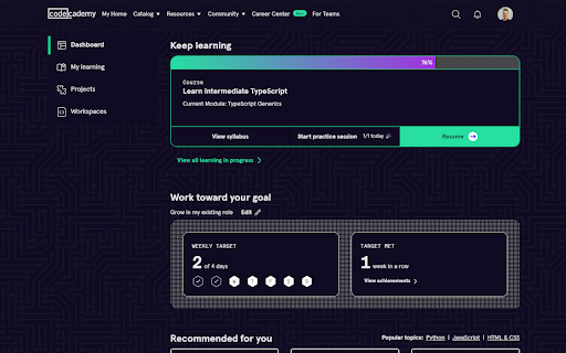 Codecademy Dark Mode  from Chrome web store to be run with OffiDocs Chromium online