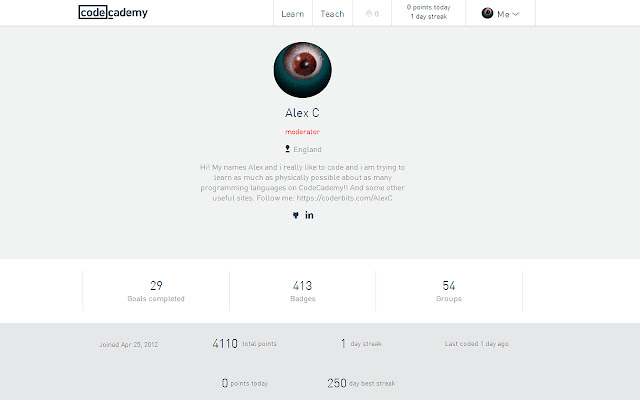 Codecademy Profile Update  from Chrome web store to be run with OffiDocs Chromium online