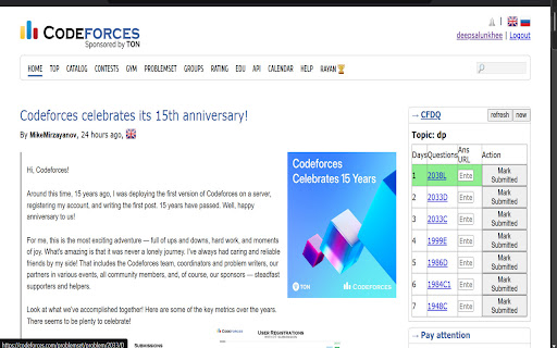 Codeforces Daily Question  from Chrome web store to be run with OffiDocs Chromium online